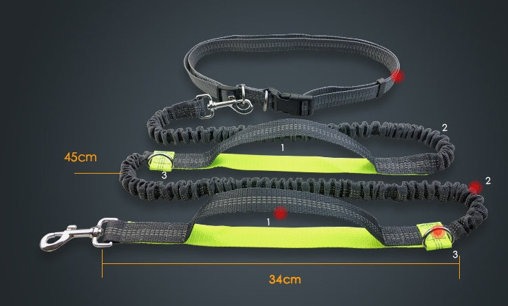 Double Elastic Reflective Running Dog Leash